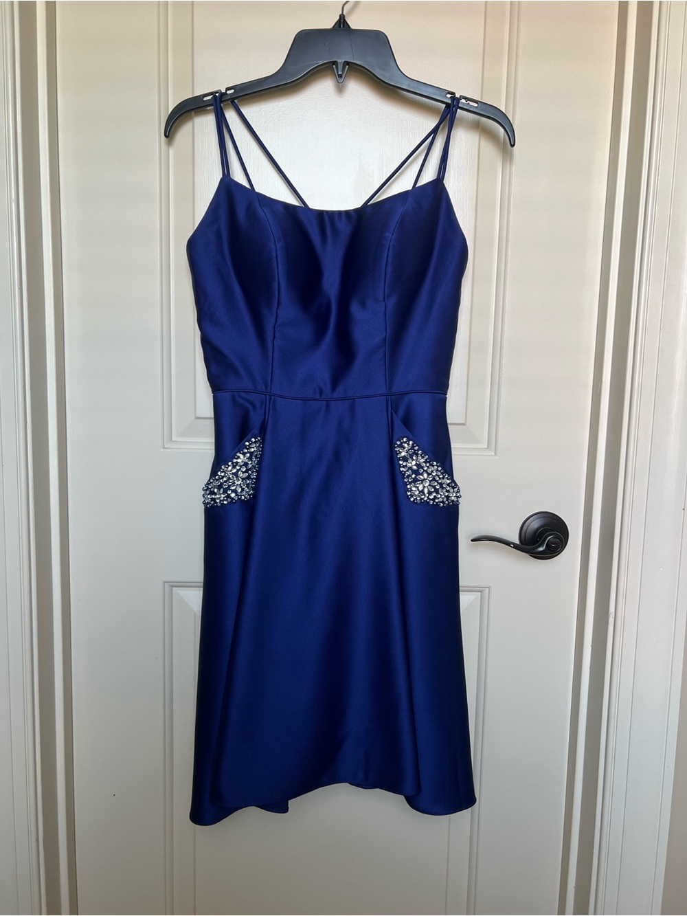 Blondie Nites Navy Beaded Pocket Mini Dress